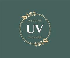 UV-Initialen Brief Hochzeit Monogramm Logos Sammlung, handgezeichnete moderne minimalistische und florale Vorlagen für Einladungskarten, Save the Date, elegante Identität für Restaurant, Boutique, Café im Vektor