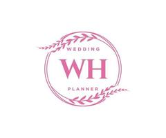 wh initialen brief hochzeitsmonogramm logos sammlung, handgezeichnete moderne minimalistische und florale vorlagen für einladungskarten, save the date, elegante identität für restaurant, boutique, café im vektor