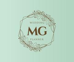 mg initialen brief hochzeit monogramm logos sammlung, handgezeichnete moderne minimalistische und florale vorlagen für einladungskarten, save the date, elegante identität für restaurant, boutique, café im vektor