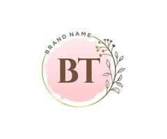första bt feminin logotyp. användbar för natur, salong, spa, kosmetisk och skönhet logotyper. platt vektor logotyp design mall element.