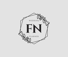 anfängliches feminines fn-logo. verwendbar für Natur-, Salon-, Spa-, Kosmetik- und Schönheitslogos. flaches Vektor-Logo-Design-Vorlagenelement. vektor