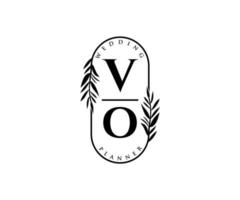 vo initialer brev bröllop monogram logotyper samling, hand dragen modern minimalistisk och blommig mallar för inbjudan kort, spara de datum, elegant identitet för restaurang, boutique, Kafé i vektor