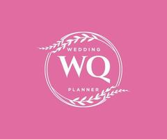 wq initialen brief hochzeitsmonogramm logos sammlung, handgezeichnete moderne minimalistische und florale vorlagen für einladungskarten, save the date, elegante identität für restaurant, boutique, café im vektor