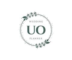 uo initialen brief hochzeitsmonogramm logos sammlung, handgezeichnete moderne minimalistische und florale vorlagen für einladungskarten, save the date, elegante identität für restaurant, boutique, café im vektor