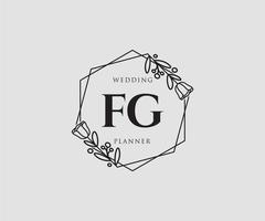 anfängliches feminines fg-logo. verwendbar für Natur-, Salon-, Spa-, Kosmetik- und Schönheitslogos. flaches Vektor-Logo-Design-Vorlagenelement. vektor