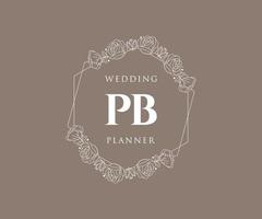 pb initialen brief hochzeitsmonogramm logos sammlung, handgezeichnete moderne minimalistische und florale vorlagen für einladungskarten, save the date, elegante identität für restaurant, boutique, café im vektor