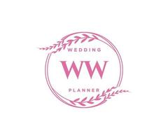 ww initialen brief hochzeitsmonogramm logos sammlung, handgezeichnete moderne minimalistische und florale vorlagen für einladungskarten, save the date, elegante identität für restaurant, boutique, café im vektor