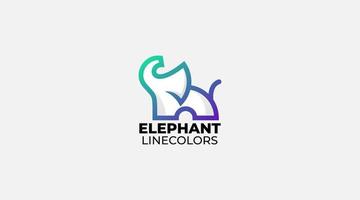 Elefant Linie Kunst Logo Farbe Design Vektor Illustration Symbol