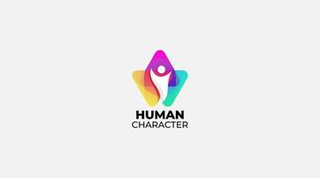 Logo-Design-Vektorillustration des menschlichen Charakters mit Farbverlauf vektor