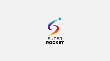 Buchstabe s Super-Raketen-Logo-Design-Vorlage-Symbol vektor