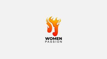 Frauen Leidenschaft Feuer Vektor-Logo-Design-Illustration vektor