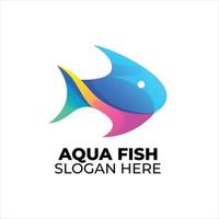 aqua fisk logotyp färgrik lutning stil vektor