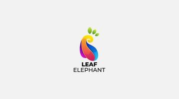 Farbverlauf Blatt Elefant Vektor Logo Design Illustration Symbol