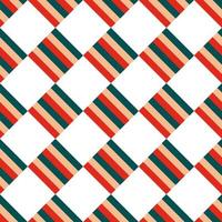 Nahtloses Weihnachtsmuster aus gestreiften Quadraten, die diagonal auf weißem Hintergrund gestaffelt sind. vektorillustration hellgrüne, rote verzierung für druck, verpackung, textil, stoff vektor