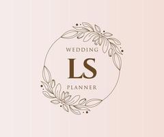 ls initialen brief hochzeitsmonogramm logos sammlung, handgezeichnete moderne minimalistische und florale vorlagen für einladungskarten, save the date, elegante identität für restaurant, boutique, café im vektor