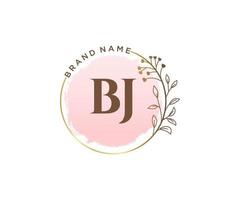 första bj feminin logotyp. användbar för natur, salong, spa, kosmetisk och skönhet logotyper. platt vektor logotyp design mall element.