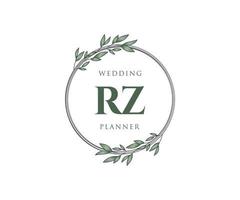 rz initialen brief hochzeit monogramm logos sammlung, handgezeichnete moderne minimalistische und florale vorlagen für einladungskarten, save the date, elegante identität für restaurant, boutique, café im vektor