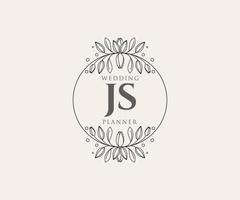 js initialen brief hochzeitsmonogramm logos sammlung, handgezeichnete moderne minimalistische und florale vorlagen für einladungskarten, save the date, elegante identität für restaurant, boutique, café im vektor