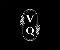 vq initialen brief hochzeitsmonogramm logos sammlung, handgezeichnete moderne minimalistische und florale vorlagen für einladungskarten, save the date, elegante identität für restaurant, boutique, café im vektor