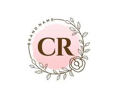 första cr feminin logotyp. användbar för natur, salong, spa, kosmetisk och skönhet logotyper. platt vektor logotyp design mall element.