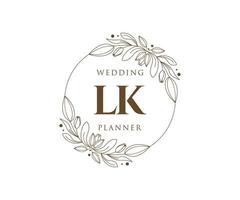 lk initialen brief hochzeit monogramm logos sammlung, handgezeichnete moderne minimalistische und florale vorlagen für einladungskarten, save the date, elegante identität für restaurant, boutique, café im vektor