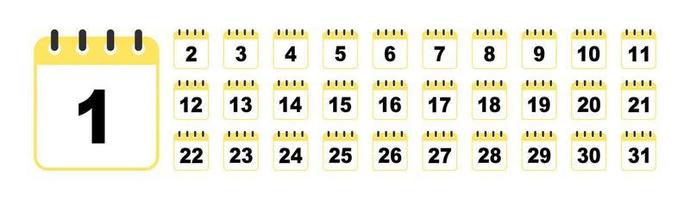 Symbole für Kalendertage festgelegt. voller Monat vektor