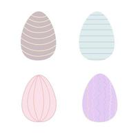 påsk Semester symbol färgrik dekorerad ägg i pastell toner, platt stil vektor illustration för vår festlig tid dekor, hälsning kort, inbjudningar, banderoller, webb design