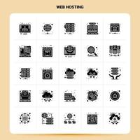 solide 25 Web-Hosting-Icon-Set Vektor-Glyphen-Stil Design schwarze Icons Set Web- und mobile Geschäftsideen Design-Vektor-Illustration vektor