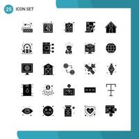 mobile Schnittstelle solider Glyph-Satz von 25 Piktogrammen von Convo kontaktieren Sie uns Zwischenablage Kontakt Business editierbare Vektordesign-Elemente vektor