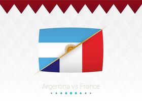 Fußballnationalmannschaft Argentinien gegen Frankreich, Finale. Fußball 2022 Spiel gegen Symbol. vektor