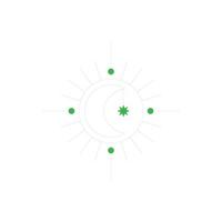 eps10 grön vektor måne med Sol abstrakt linje konst ikon isolerat på vit bakgrund. Sol strålar översikt symbol i en enkel platt trendig modern stil för din hemsida design, logotyp, och Ansökan