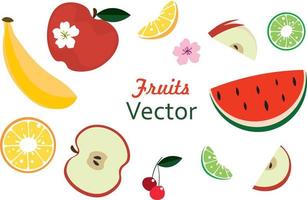 Gekritzelfrüchte. natürliche tropische früchte, kritzeleien zitrusorange und vitamin zitrone vektor