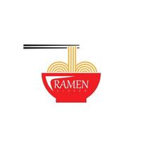 nudel Ramen logotyp mat design symbol vektor