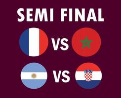 semi slutlig tändstickor Frankrike argentina kroatien och marocko länder flagga symbol design fotboll slutlig vektor länder fotboll lag illustration