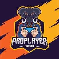 proffs spelare esport, de elefant logotyp, är Bra på använder sig av en mobiltelefon vektor