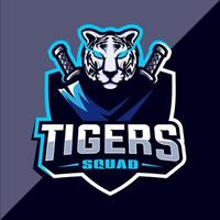 tiger maskot esport logo design vektor