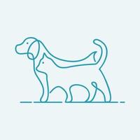 enkel illustration logotyp av hund med katt vektor
