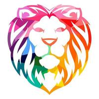 enkel logotyp full Färg lejon huvud silhuett vektor