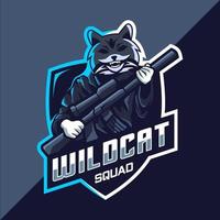 vildkatt trupp esport maskot logotyp vektor