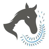 enkel logotyp silhuett av en häst förvaring kvinna vektor