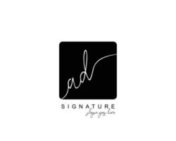 första ad skönhet monogram och elegant logotyp design, handstil logotyp av första signatur, bröllop, mode, blommig och botanisk med kreativ mall. vektor