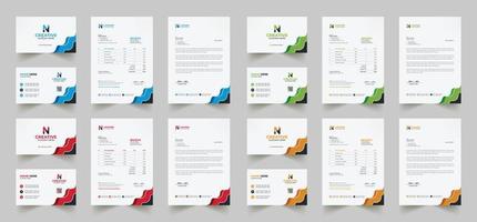 Corporate Branding Identity Design umfasst Visitenkarten, Rechnungen, Briefkopfdesigns und moderne Briefpapierpakete mit abstrakten Vorlagen vektor