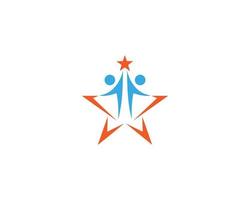 frihet stjärna liv logotyp design begrepp med stjärna människor företag Framgång mall vektor. vektor