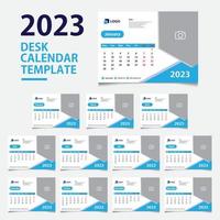 en gång i månaden skrivbord kalender 2023, minimalistisk, modern, och klassisk kalender design för utskrift mall vektor