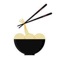 Schüssel mit chinesischen Nudeln. Japanische Ramen. Design für Logo, Banner, Menü, App. Vektorillustration auf weißem Hintergrund vektor