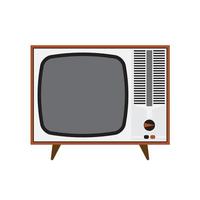 Retro-Holzfernseher mit Vorderansicht mit leerem Bildschirm isoliert auf weißem Hintergrund. Vintage-TV-Empfänger. Vektor-Illustration vektor
