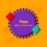 Happy Makar Sankranti Banner mit bunten Drachen vektor