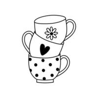 linje konst koppar av te eller kaffe. hand dragen klotter stil design. isolerat vektor illustration