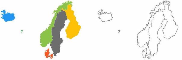 skizzieren Sie das skandinavische Kartensymbol, das auf weißem Hintergrund isoliert ist vektor