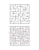 de fyrkant labyrint har ett ingång och ett utgång. labyrint med de svar, de väg av textavsnitt vektor